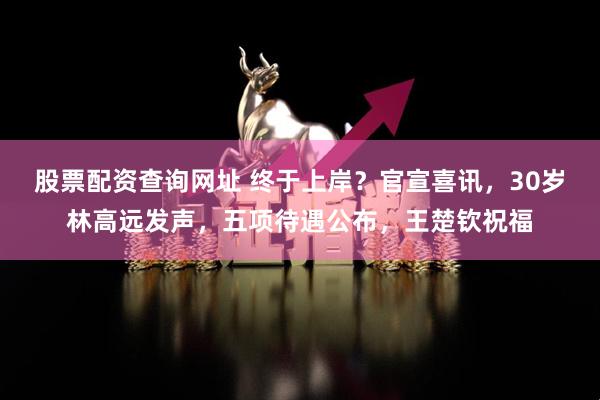 股票配资查询网址 终于上岸？官宣喜讯，30岁林高远发声，五项待遇公布，王楚钦祝福