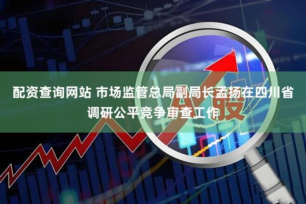 配资查询网站 市场监管总局副局长孟扬在四川省调研公平竞争审查工作